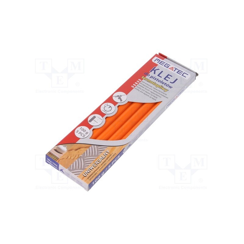 10 pcg : BN1021C UN POM - Hot melt glue, Ø: 11mm, orange, L: 200mm, Bonding: 15÷20s, 5pcs.