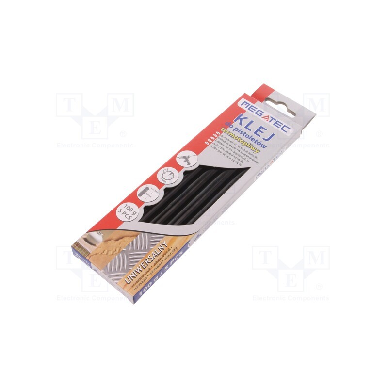 10 pcg : BN1021C UN CZA - Hot melt glue, Ø: 11mm, black, L: 200mm, Bonding: 15÷20s, 5pcs.