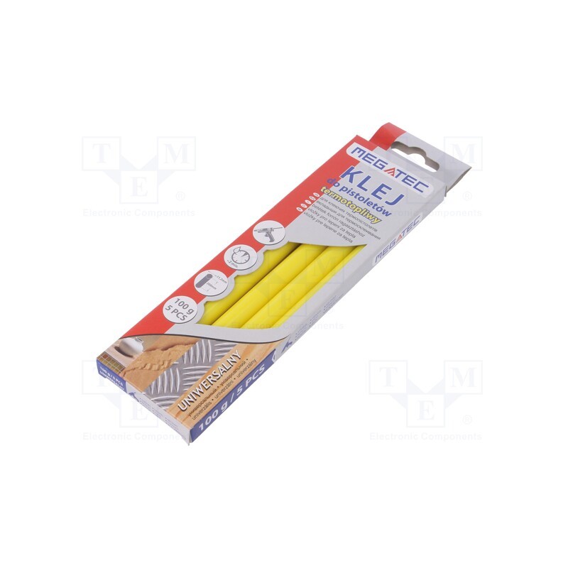 10 pcg : BN1021C UN ZOL - Hot melt glue, Ø: 11mm, yellow, L: 200mm, Bonding: 15÷20s, 5pcs.