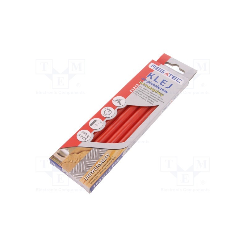 10 pcg : BN1021C UN CZE - Hot melt glue, Ø: 11mm, red, L: 200mm, Bonding: 15÷20s, 5pcs.