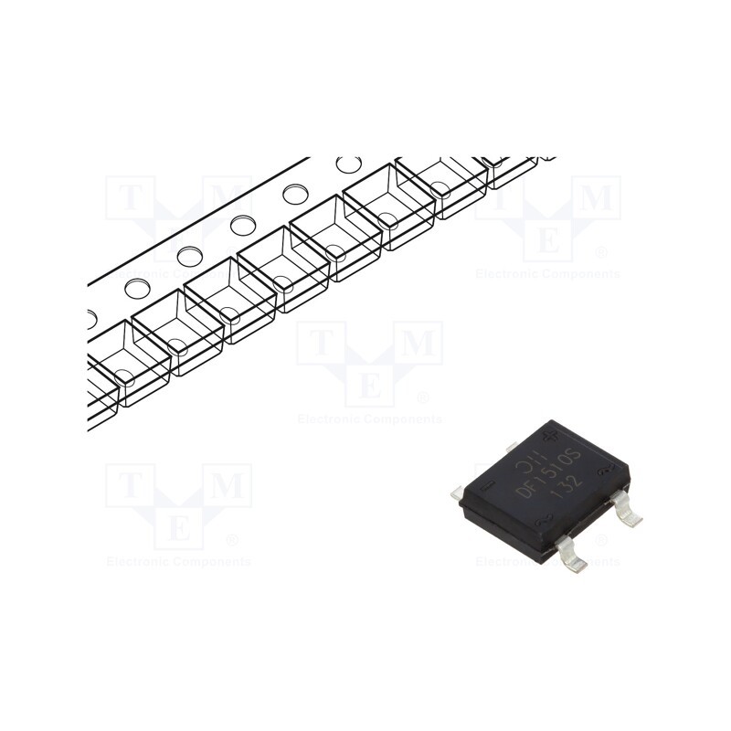 10 pcs : DF1510S-T - Bridge rectifier: single-phase, Urmax: 1kV, If: 1.5A, Ifsm: 50A, DFS