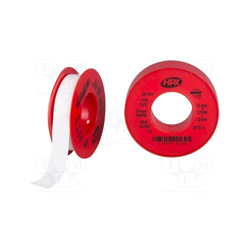10 rol : PT1212 - Tape: sealing, W: 12mm, L: 12m, white, PTFE, max.260°C
