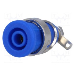 10 pcs : - Socket, 4mm banana, 32A, blue, nickel plated, on panel,screw
