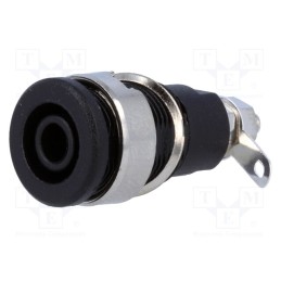 10 pcs : - Socket, 4mm banana, 32A, black, nickel plated, on panel,screw