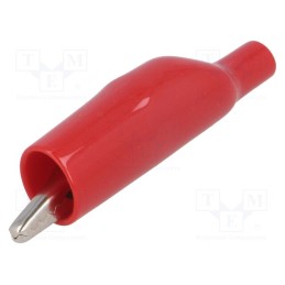 10 pcs : 124215 - Crocodile clip, 5A, 150VDC, red, Grip capac: max.7.62mm