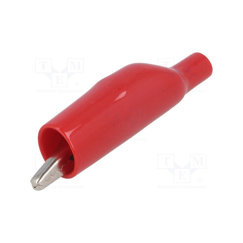 10 pcs : 124215 - Crocodile clip, 5A, 150VDC, red, Grip capac: max.7.62mm