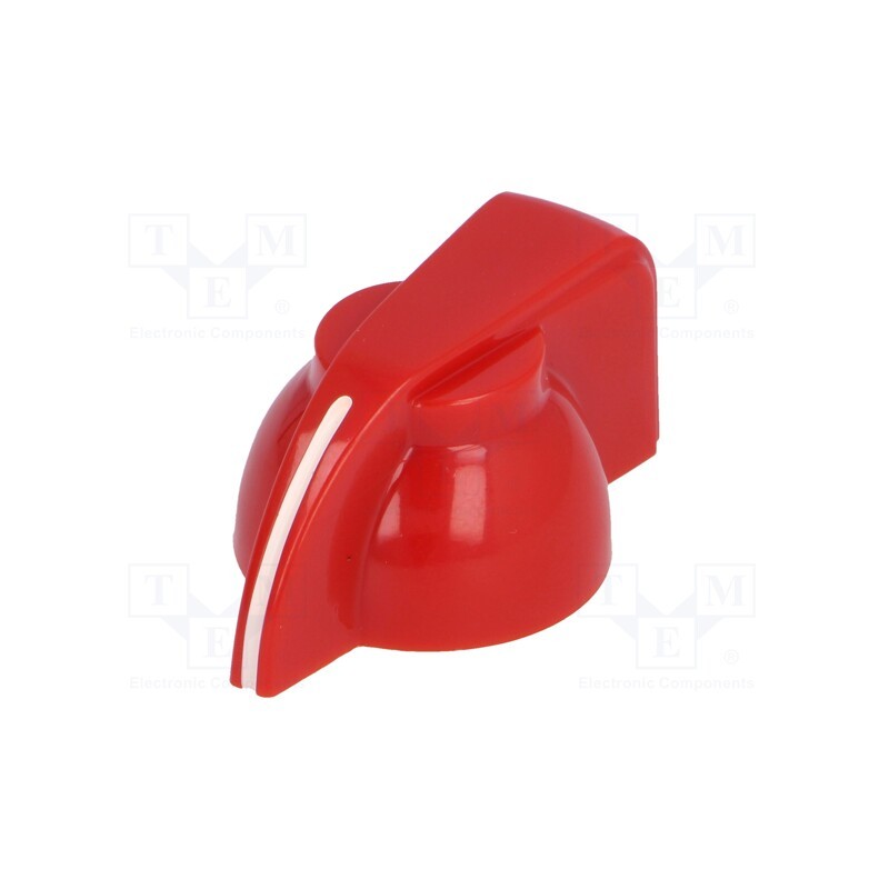 10 pcs : - Knob, with pointer, Øshaft: 6mm, Ø19.5x14mm, red, Shaft: knurled