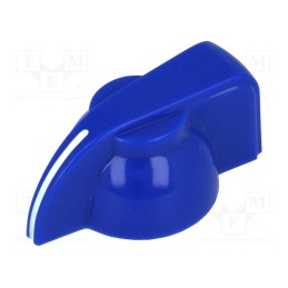 10 pcs : - Knob, with pointer, Øshaft: 6mm, Ø19.5x14mm, blue, Shaft: knurled