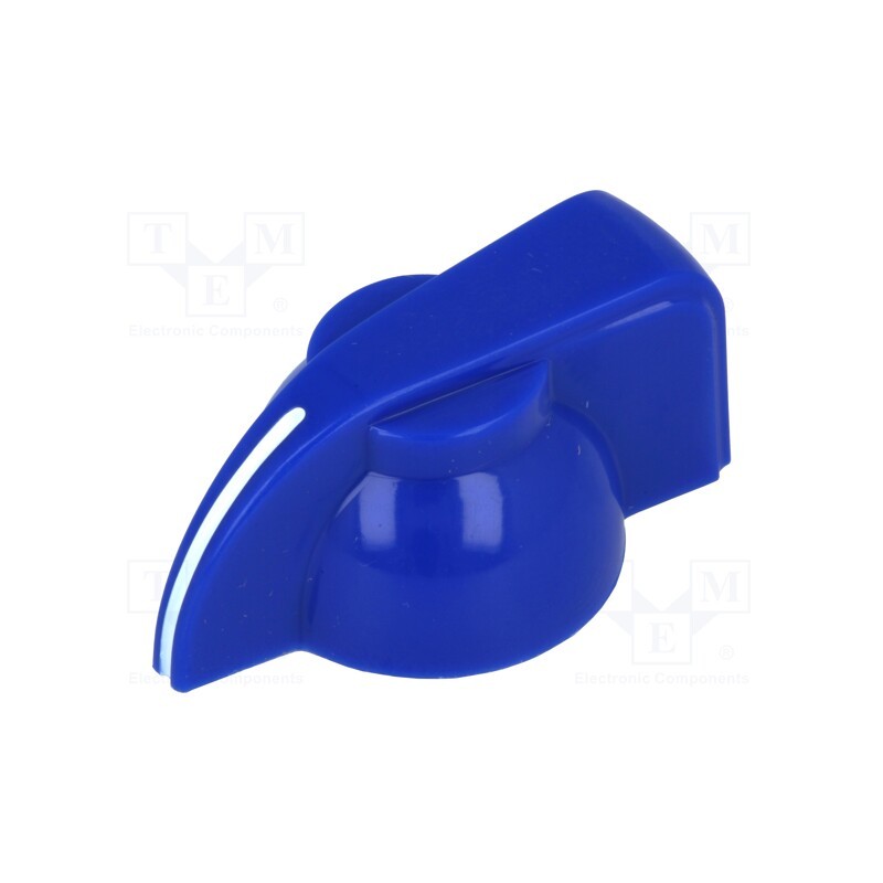 10 pcs : - Knob, with pointer, Øshaft: 6mm, Ø19.5x14mm, blue, Shaft: knurled