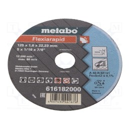 10 pcs : 616182000 - Cutting wheel, Ø: 125mm, Øhole: 22.23mm, Disc thick: 1.6mm