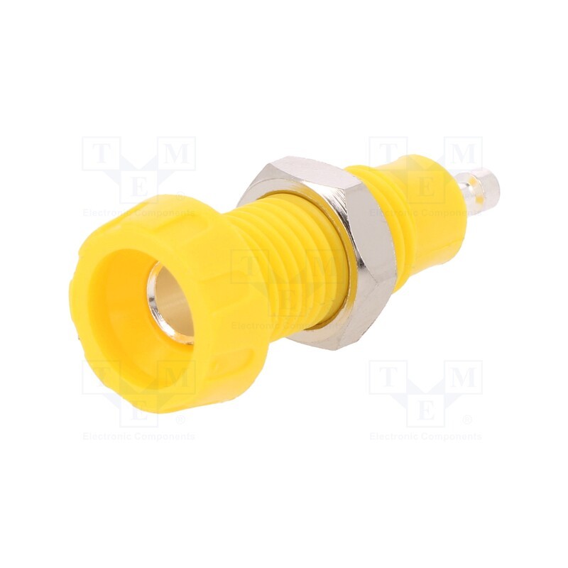 10 pcs : 551-0700 - Socket, 4mm banana, 10A, 50VDC, 28.5mm, yellow, nickel plated, 10mΩ