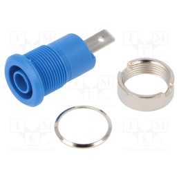10 pcs : 23.3070-23 - Socket, 4mm banana, 24A, 1kV, Cutout: Ø12.2mm, blue, nickel plated
