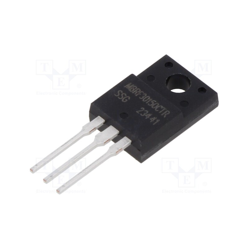 10 pcs : MBRF30150CTR - Diode: Schottky rectifying, THT, 150V, 30A, ITO220AB, , Ir: 1mA