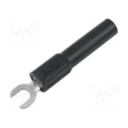 10 pcs : - Adapter, banana 4mm socket,fork terminal, 60VDC, 36A, black, 43mm