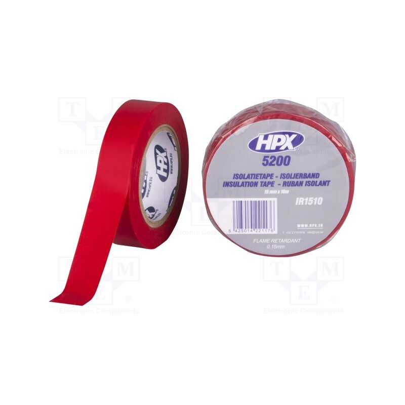 20 rol : IR1510 - Tape: electrical insulating, W: 15mm, L: 10m, Thk: 0.15mm, red, 241%