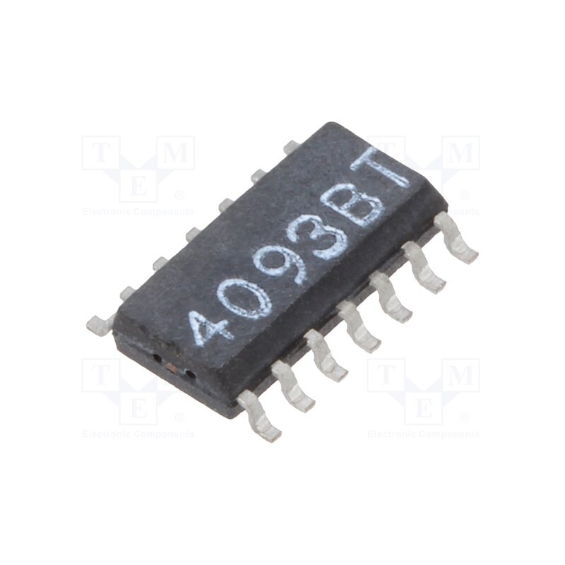 10 pcs : NTE4093BT - IC: digital, NAND, Ch: 4, IN: 2, CMOS, SMD, SO14, 3÷18VDC, -55÷125°C