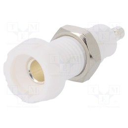 10 pcs : 551-0600 - Socket, 4mm banana, 10A, 50VDC, 28.5mm, white, nickel plated, 10mΩ