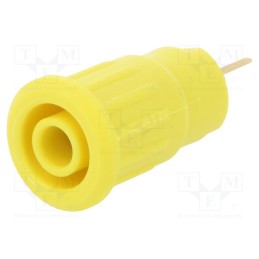 10 pcs : 23.3120-24 - Socket, 4mm banana, 24A, 1kV, yellow, gold-plated, on panel, 12.2mm