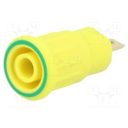 10 pcs : 23.3120-20 - Socket, 4mm banana, 24A, 1kV, yellow-green, gold-plated, on panel