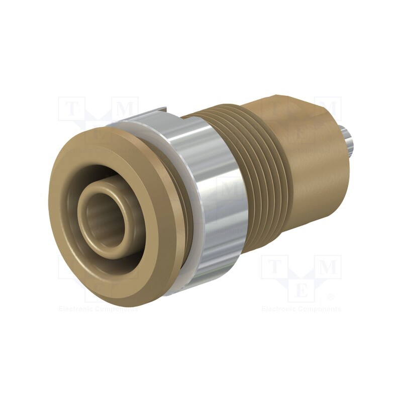 10 pcs : 49.7049-27 - Socket, 4mm banana, 24A, 1kV, Cutout: Ø12.2mm, brown, nickel plated