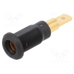 10 pcs : 64.3050-21 - Socket, 4mm banana, 25A, black, gold-plated, Overall len: 30mm