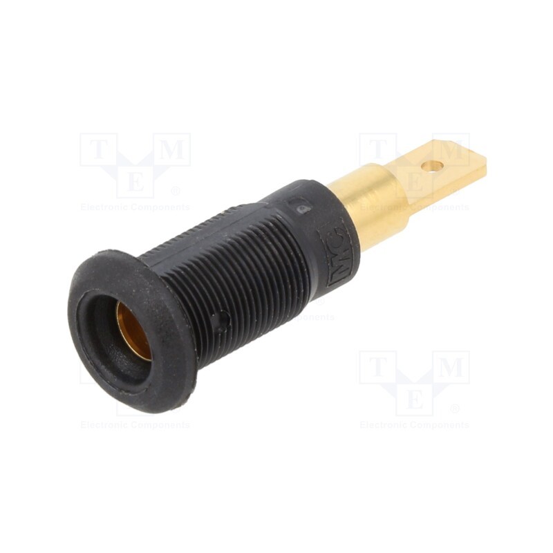 10 pcs : 64.3050-21 - Socket, 4mm banana, 25A, black, gold-plated, Overall len: 30mm