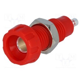 10 pcs : 551-0500 - Socket, 4mm banana, 10A, 50VDC, 28.5mm, red, nickel plated, 10mΩ