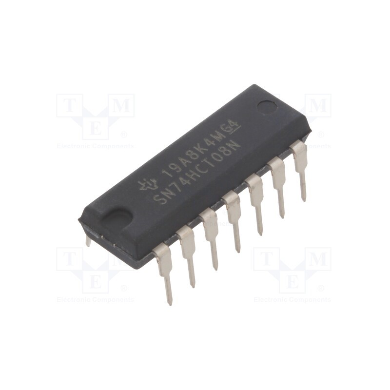 20 pcs : SN74HCT08N - IC: digital, AND, Ch: 4, IN: 2, CMOS,TTL, THT, DIP14, 4.5÷5.5VDC,