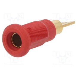 10 pcs : 64.3050-22 - Socket, 4mm banana, 25A, red, gold-plated, Overall len: 30mm