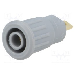 10 pcs : 23.3120-28 - Socket, 4mm banana, 24A, 1kV, grey, gold-plated, on panel, 12.2mm