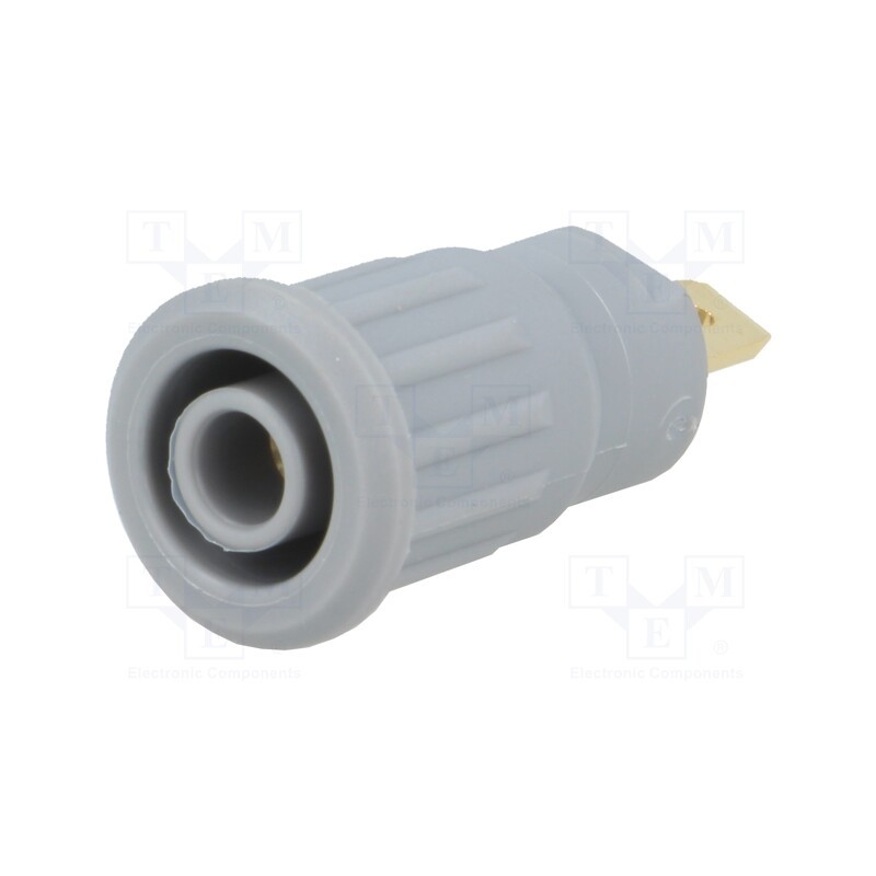 10 pcs : 23.3120-28 - Socket, 4mm banana, 24A, 1kV, grey, gold-plated, on panel, 12.2mm