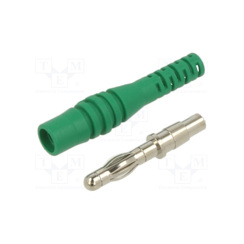 10 pcs : 64.9294-25 - Plug, 4mm banana, 32A, 30VAC, 60VDC, green, non-insulated, 2.5mm2