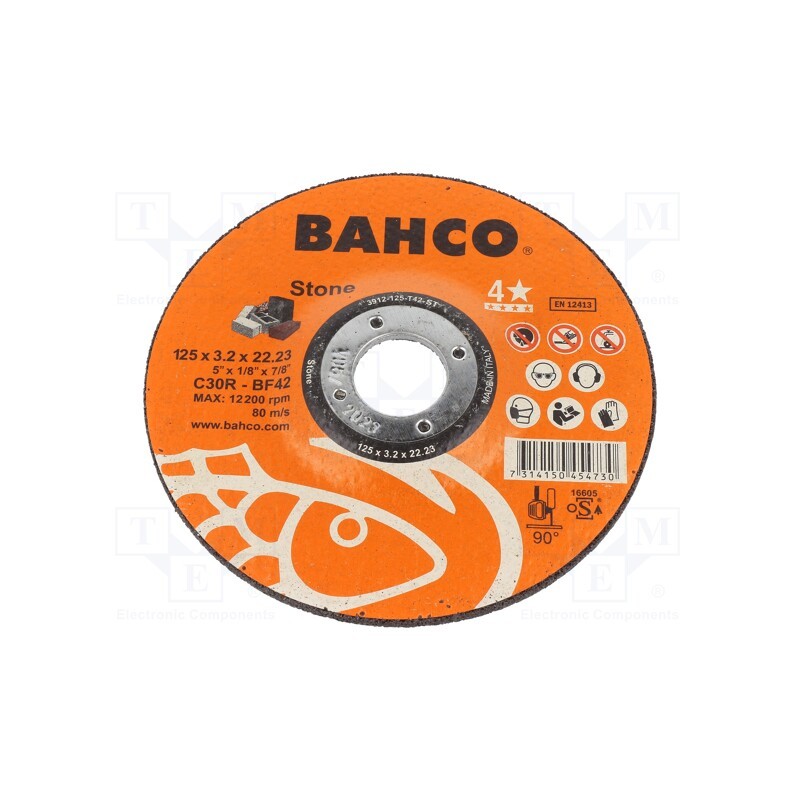 10 pcs : 3912-125-T42-ST - Cutting wheel, Ø: 125mm, Øhole: 22.23mm, Disc thick: 3.2mm