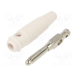 10 pcs : BUELA 30 K WH - Plug, 4mm banana, 30A, 60VDC, white, 3mΩ, 2.5mm2, nickel plated