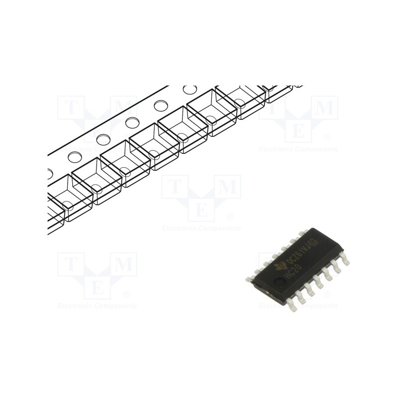 10 pcs : SN74HC20DR - IC: digital, NAND, Ch: 2, IN: 4, SMD, SO14, 2÷6VDC, HC