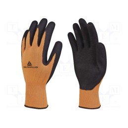 10 set : VV733OR07 - Protective gloves, Size: 7, orange-black, latex,polyester