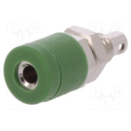 10 pcs : IBU 2011 NI / GN - Socket, 2mm banana, 10A, 33VAC, 70VDC, green, soldered, insulated