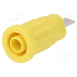 10 pcs : SEPB 6451 NI / GE - Socket, 4mm banana, 24A, 1kV, yellow, nickel plated, 34mm, 5mΩ