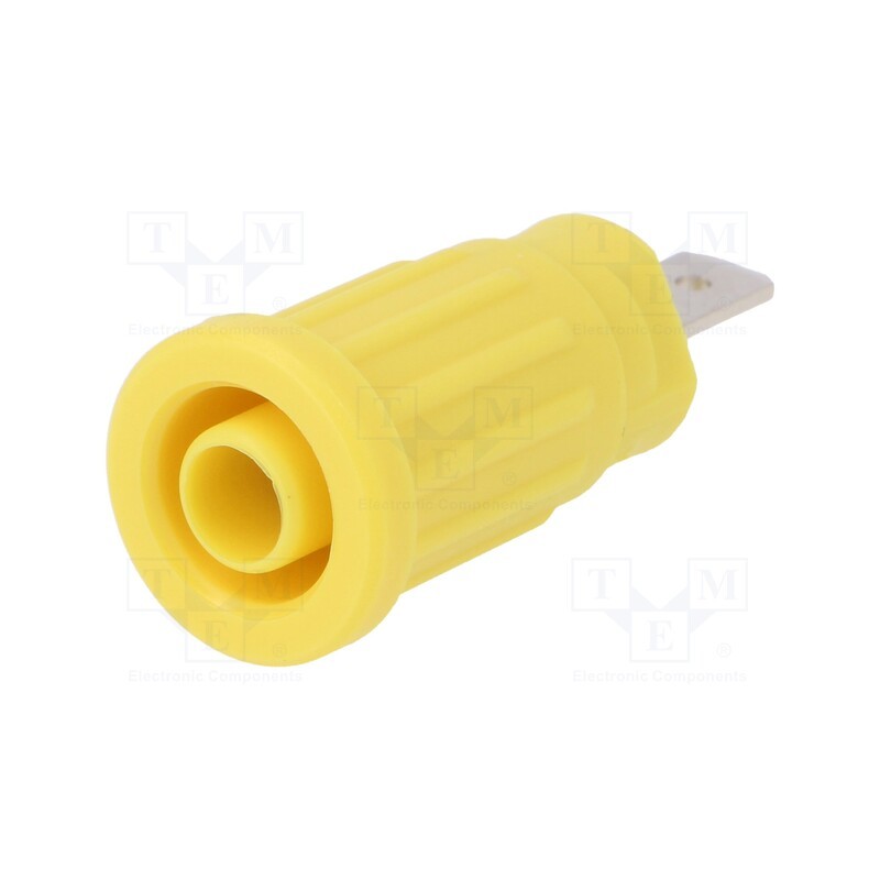 10 pcs : SEPB 6451 NI / GE - Socket, 4mm banana, 24A, 1kV, yellow, nickel plated, 34mm, 5mΩ