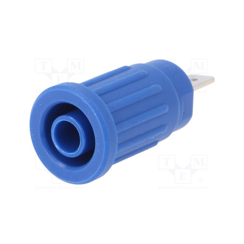 10 pcs : SEPB 6451 NI / BL - Socket, 4mm banana, 24A, 1kV, blue, nickel plated, 34mm, 5mΩ
