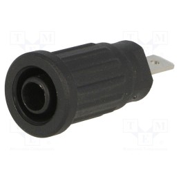 10 pcs : SEPB 6451 NI / SW - Socket, 4mm banana, 24A, 1kV, black, nickel plated, 34mm, 5mΩ