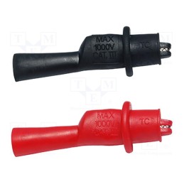 10 set : KPS-PT100 - Crocodile clip, 1kVDC, Overall len: 54mm, black,red, 2pcs.
