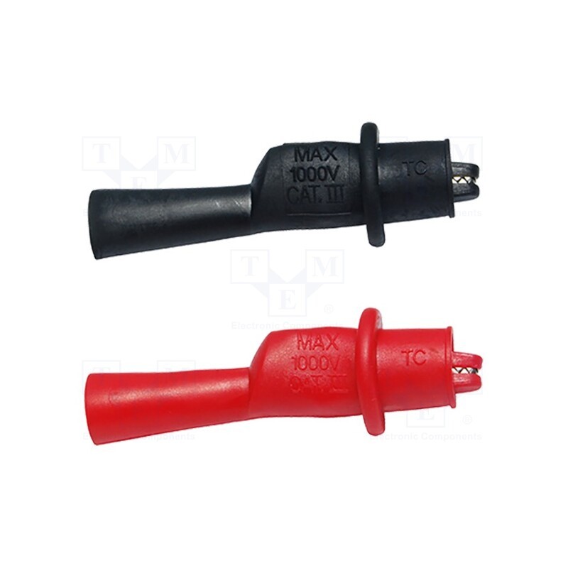 10 set : KPS-PT100 - Crocodile clip, 1kVDC, Overall len: 54mm, black,red, 2pcs.