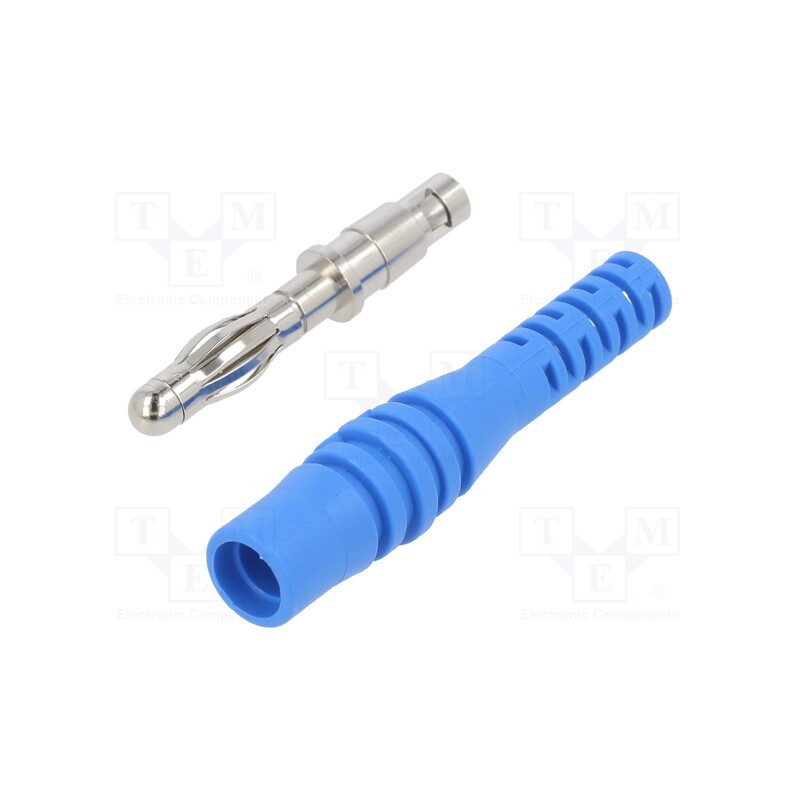 10 pcs : 64.9294-23 - Plug, 4mm banana, 32A, 30VAC, 60VDC, blue, non-insulated, 2.5mm2