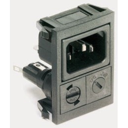 1 pcs - Bulgin C14 Snap-In IEC Connector Male, 10A, 250 V, Fuse Size 5 x 20mm