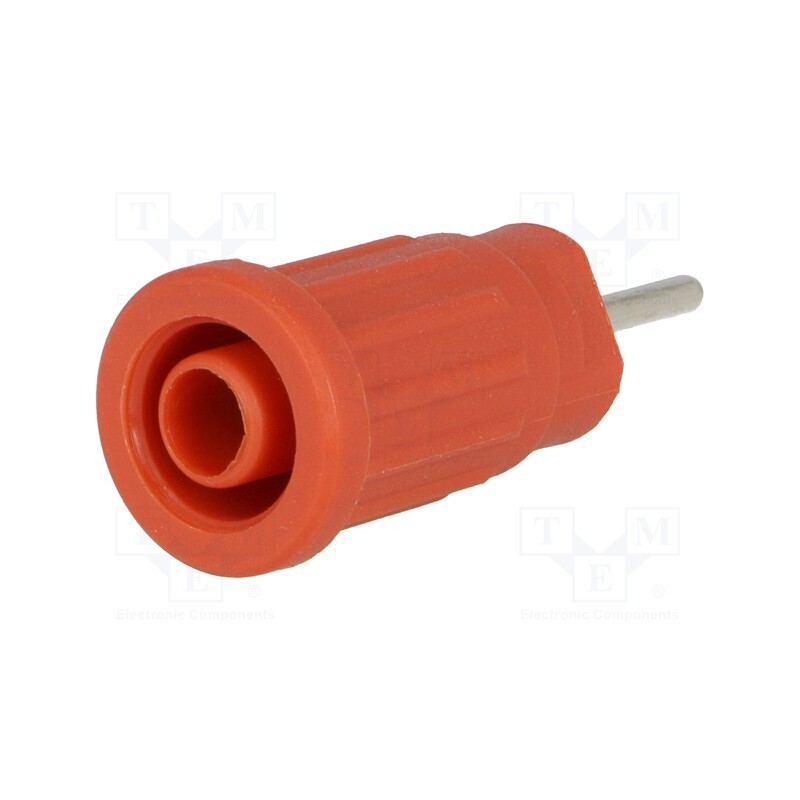 10 pcs : SEPB 6449 NI / RT - Socket, 4mm banana, 24A, 1kV, red, nickel plated, on panel,push-in