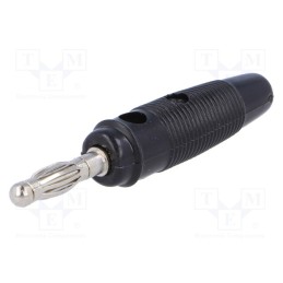 10 pcs : R8-25A-BLACK - Plug, 4mm banana, 10A, 60VDC, black, Max.wire diam: 4mm, on cable