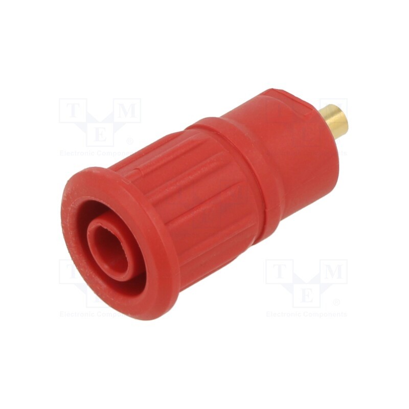 10 pcs : 66.7092-22 - Socket, 4mm banana, 24A, 1kV, red, gold-plated, on panel,push-in