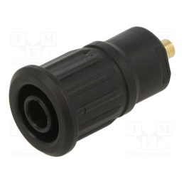 10 pcs : 66.7092-21 - Socket, 4mm banana, 24A, 1kV, black, gold-plated, on panel,push-in