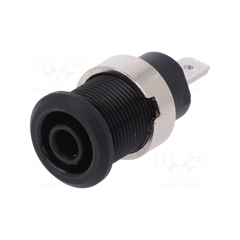 10 pcs : 49.7044-21 - Socket, 4mm banana, 24A, 1kV, Cutout: Ø12.2mm, black, nickel plated
